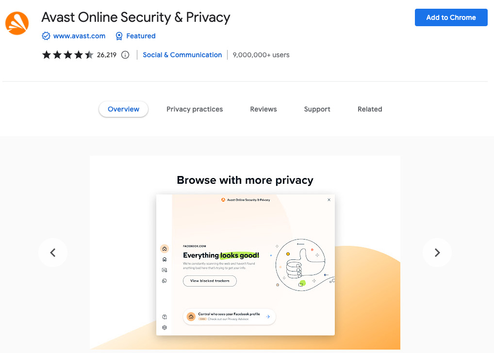 افزونه Avast Online Security