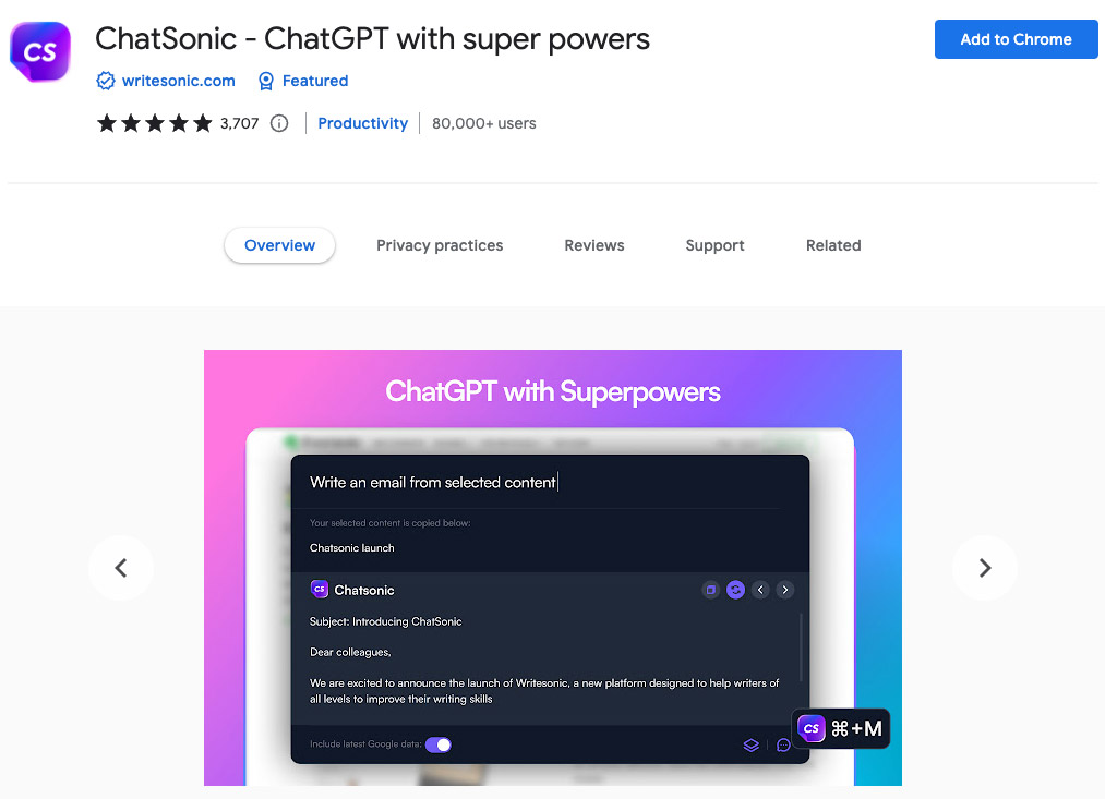 افزونه Chatsonic