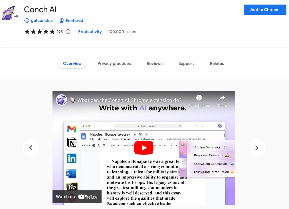 افزونه conch AI