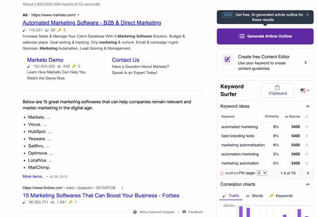 افزونه Keyword Surfer
