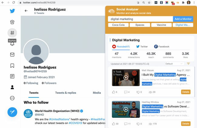 افزونه SocialAnalyzer