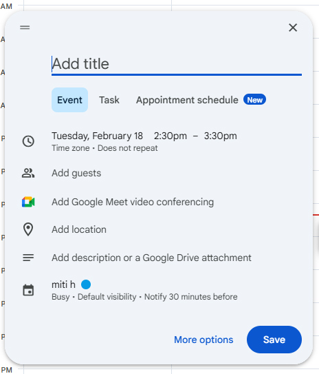 افزودن یادآوری به رویداد